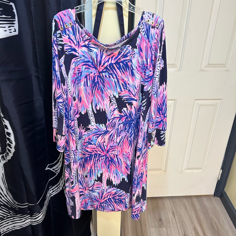 Lilly Pulitzer Pink and Purple Tropical Dress XL